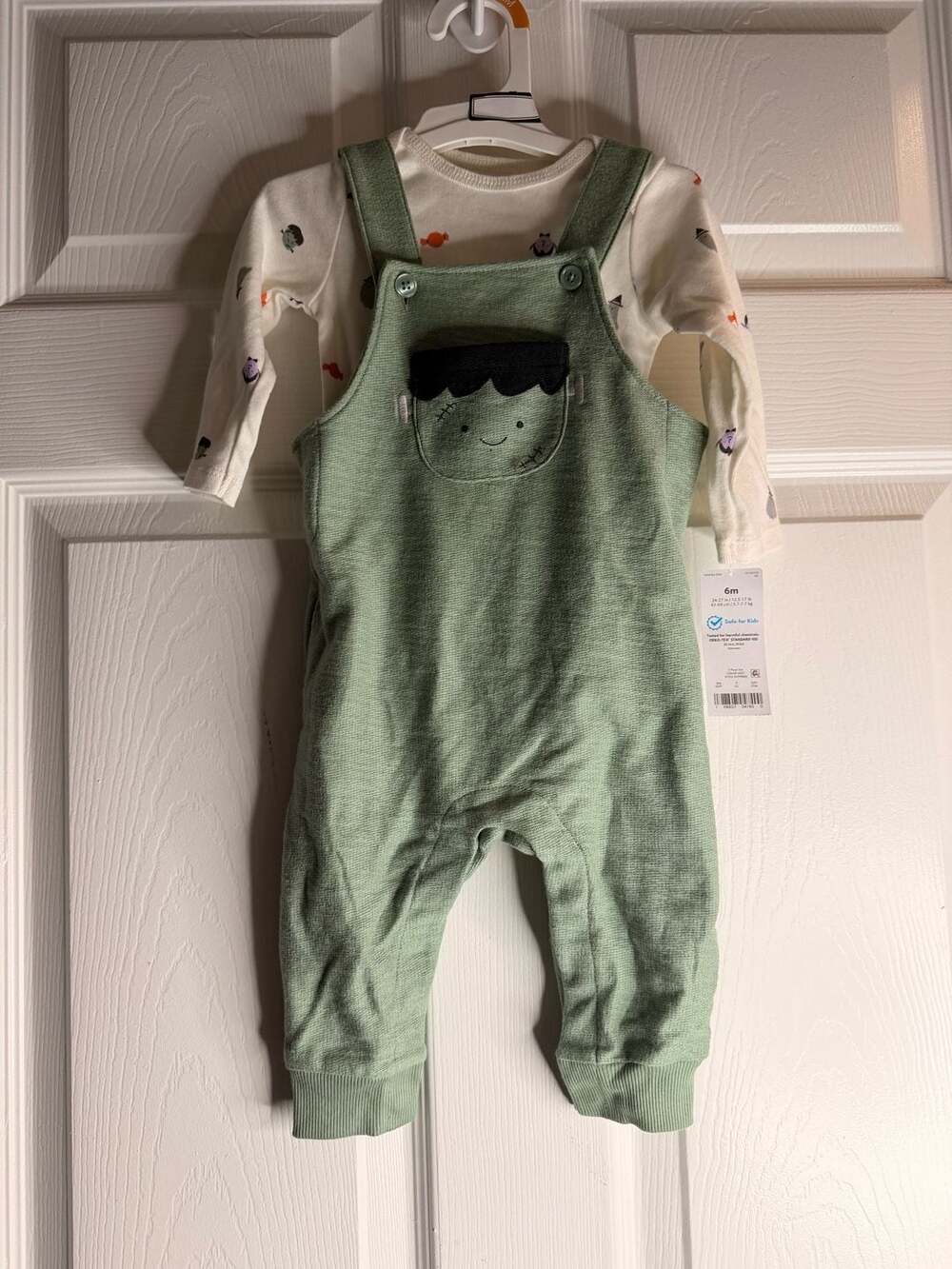 Carter's Just One You Frankenstein Overalls Bodysuit Set Size 6M Green